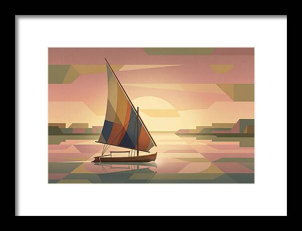 Traditional Felucca Sailboat At Sunset