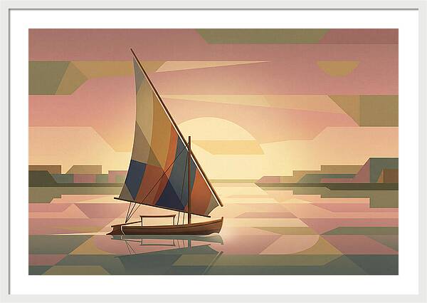 Traditional Felucca Sailboat At Sunset