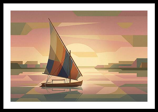 Traditional Felucca Sailboat At Sunset