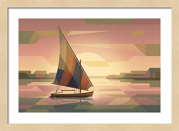 Traditional Felucca Sailboat At Sunset