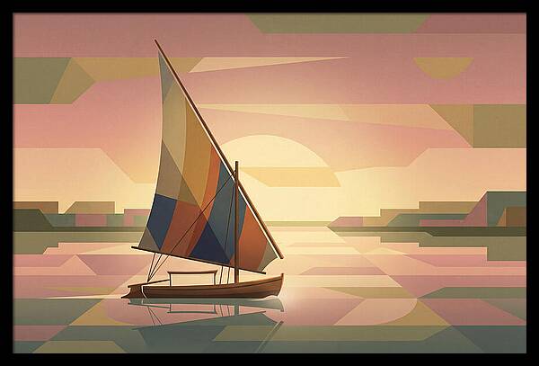 Traditional Felucca Sailboat At Sunset
