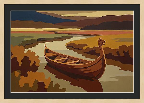 Traditional Longboat On Serene Waters