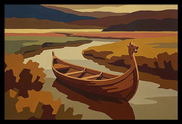 Traditional Longboat On Serene Waters
