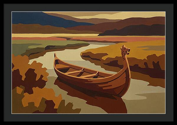 Traditional Longboat On Serene Waters