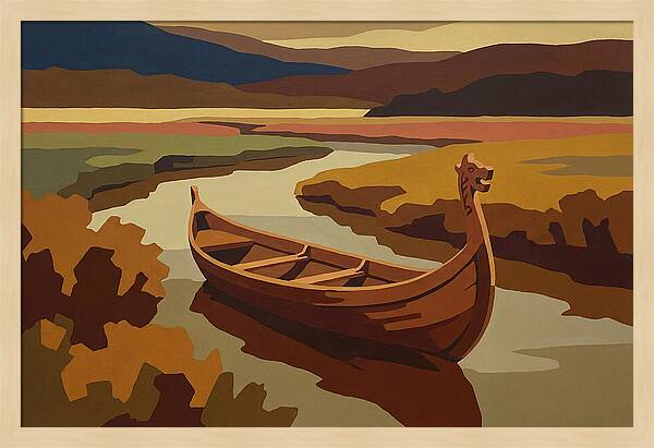Traditional Longboat On Serene Waters