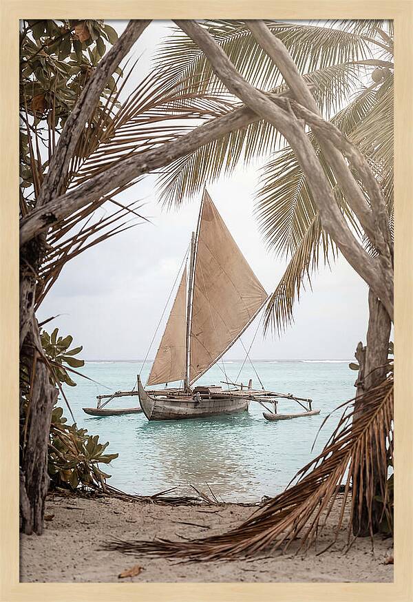 Traditional Outrigger Proa Sailing