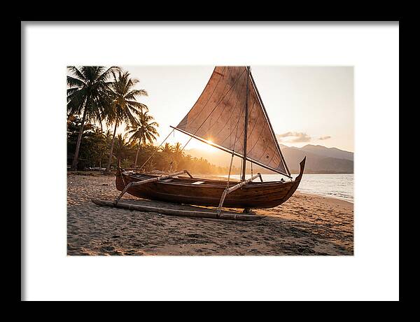 Traditional Prahu Boat At Sunset