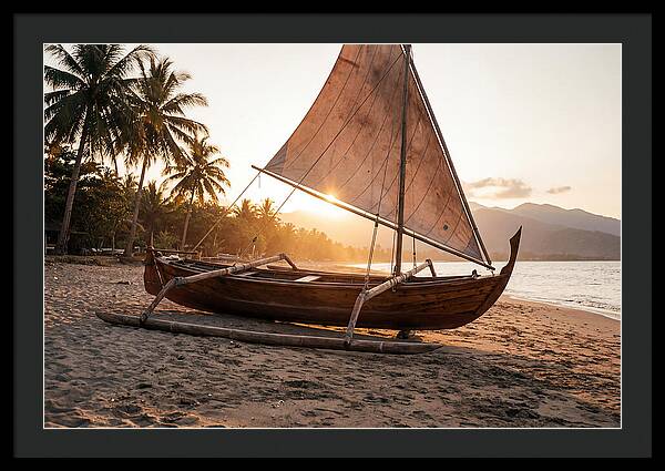 Traditional Prahu Boat At Sunset