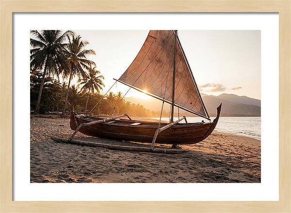 Traditional Prahu Boat At Sunset