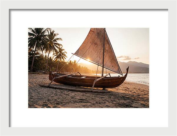 Traditional Prahu Boat At Sunset