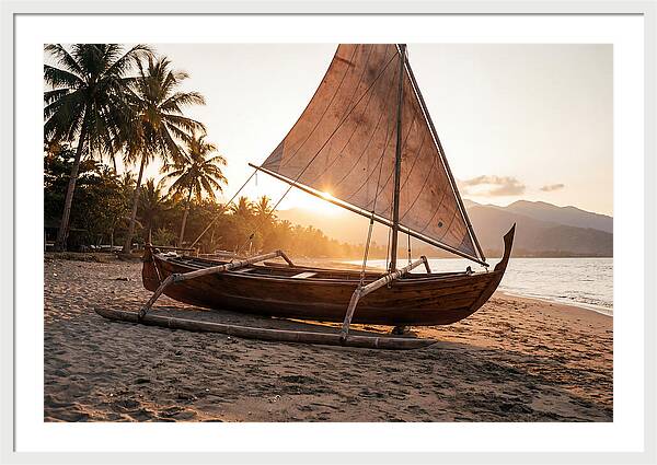 Traditional Prahu Boat At Sunset