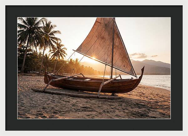 Traditional Prahu Boat At Sunset