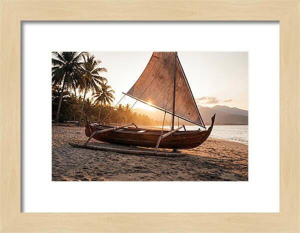 Traditional Prahu Boat At Sunset