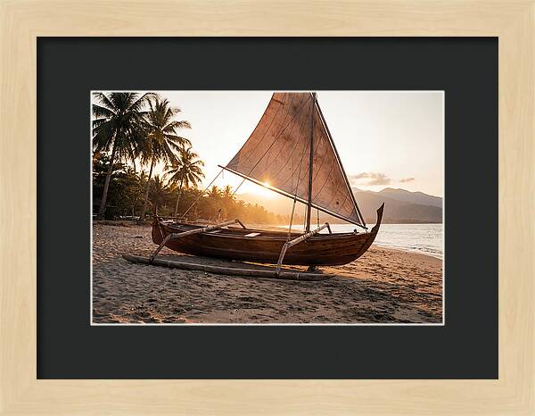 Traditional Prahu Boat At Sunset
