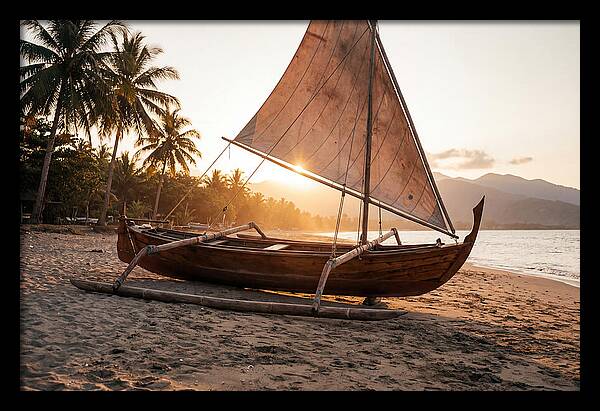 Traditional Prahu Boat At Sunset