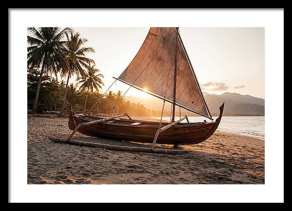 Traditional Prahu Boat At Sunset