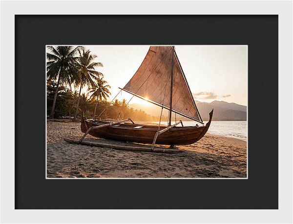 Traditional Prahu Boat At Sunset