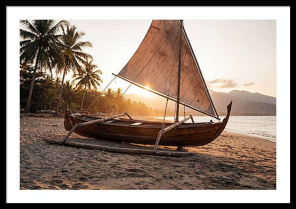Traditional Prahu Boat At Sunset