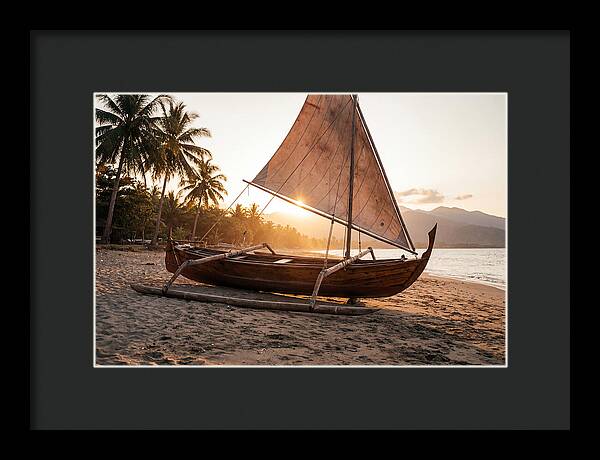 Traditional Prahu Boat At Sunset