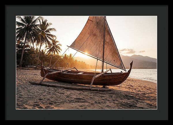 Traditional Prahu Boat At Sunset