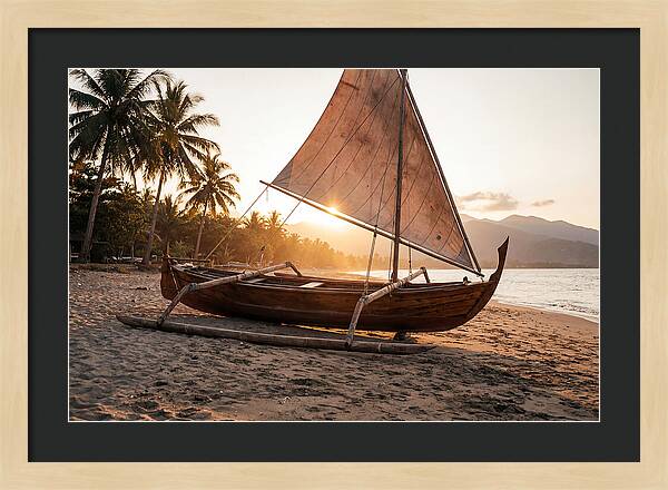 Traditional Prahu Boat At Sunset