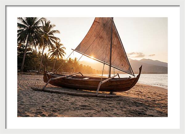 Traditional Prahu Boat At Sunset