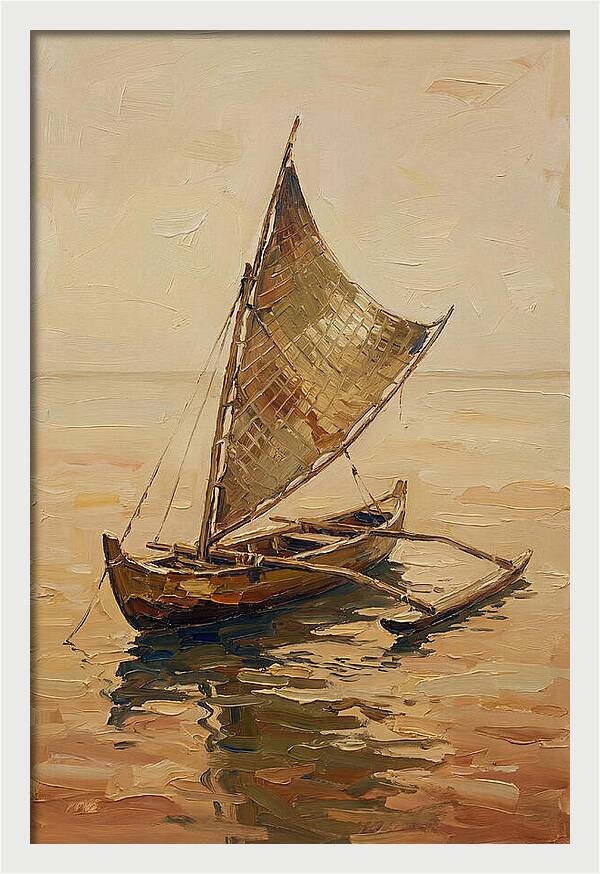 Traditional Sailing Canoe At Dusk