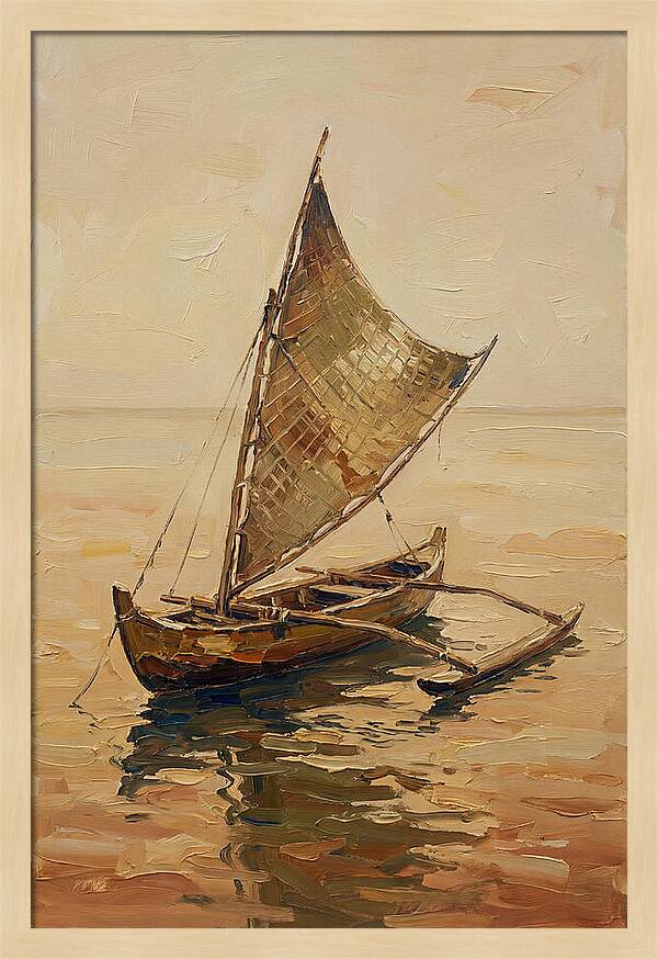 Traditional Sailing Canoe At Dusk
