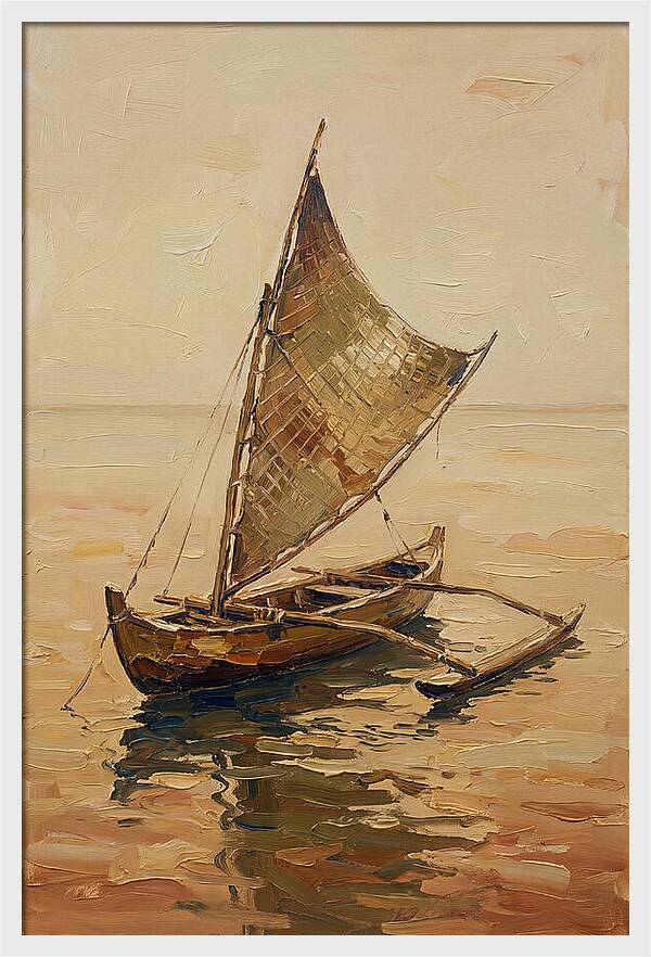 Traditional Sailing Canoe At Dusk