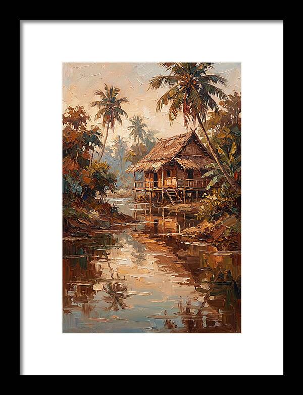 Traditional Stilt House Over Calm Tropic Waters