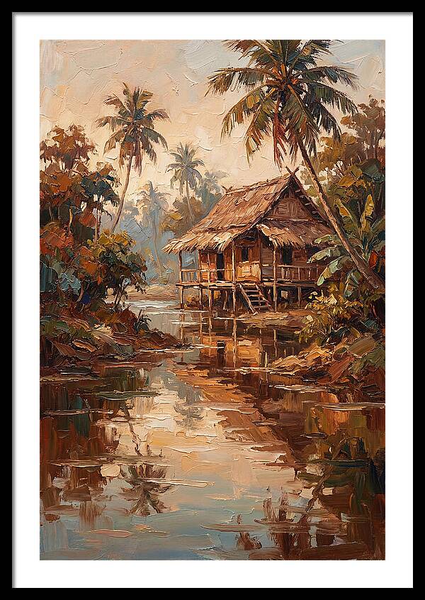 Traditional Stilt House Over Calm Tropic Waters
