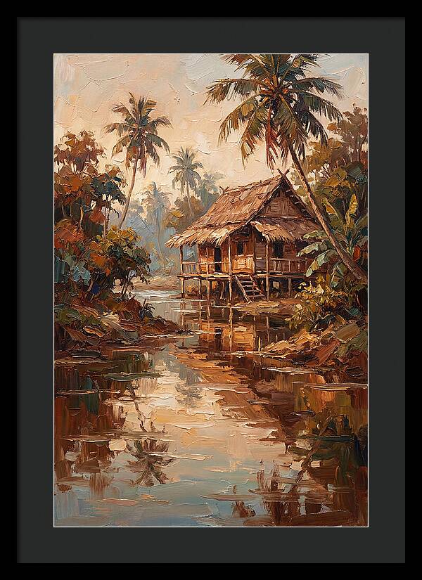 Traditional Stilt House Over Calm Tropic Waters