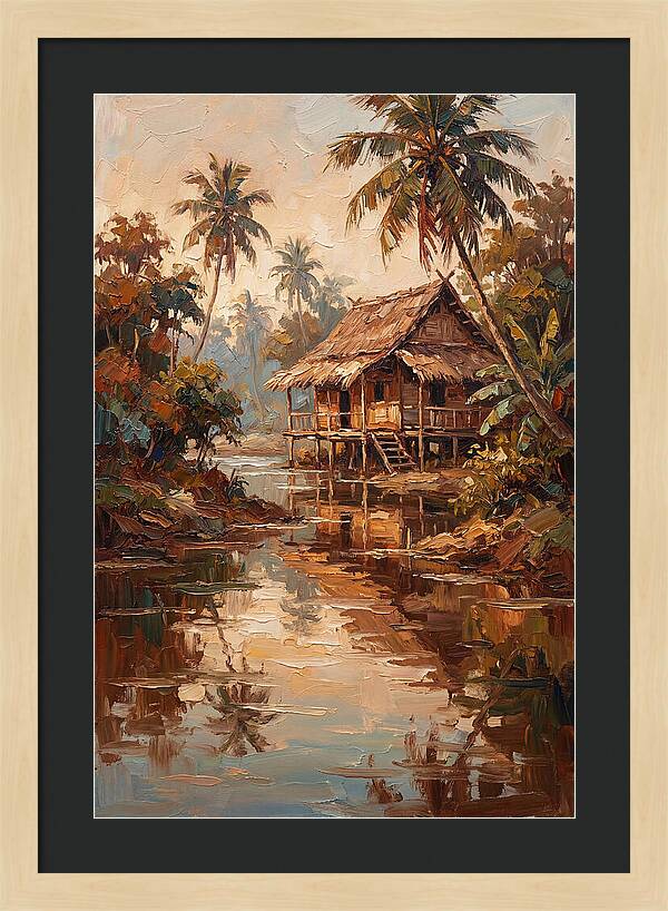 Traditional Stilt House Over Calm Tropic Waters