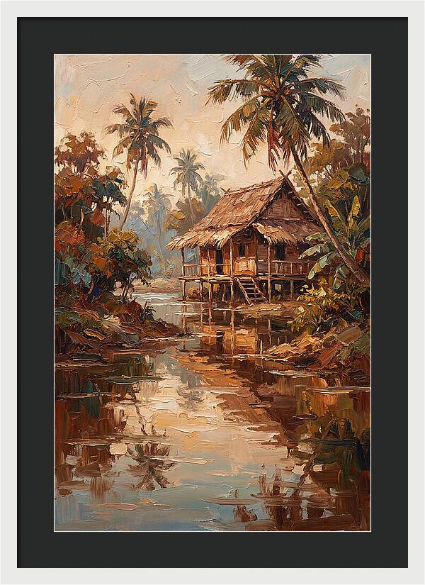 Traditional Stilt House Over Calm Tropic Waters