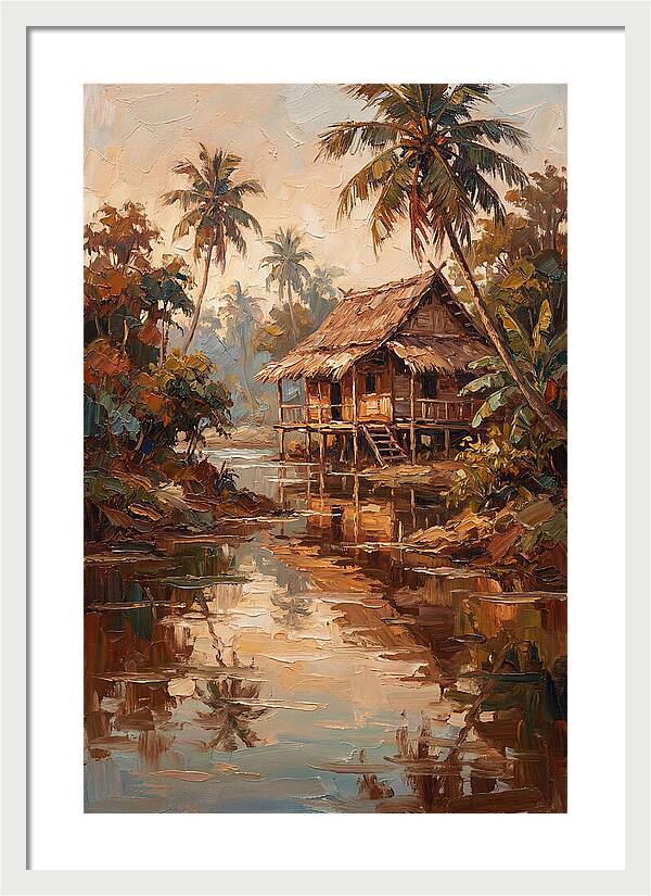 Traditional Stilt House Over Calm Tropic Waters