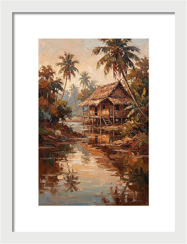 Traditional Stilt House Over Calm Tropic Waters