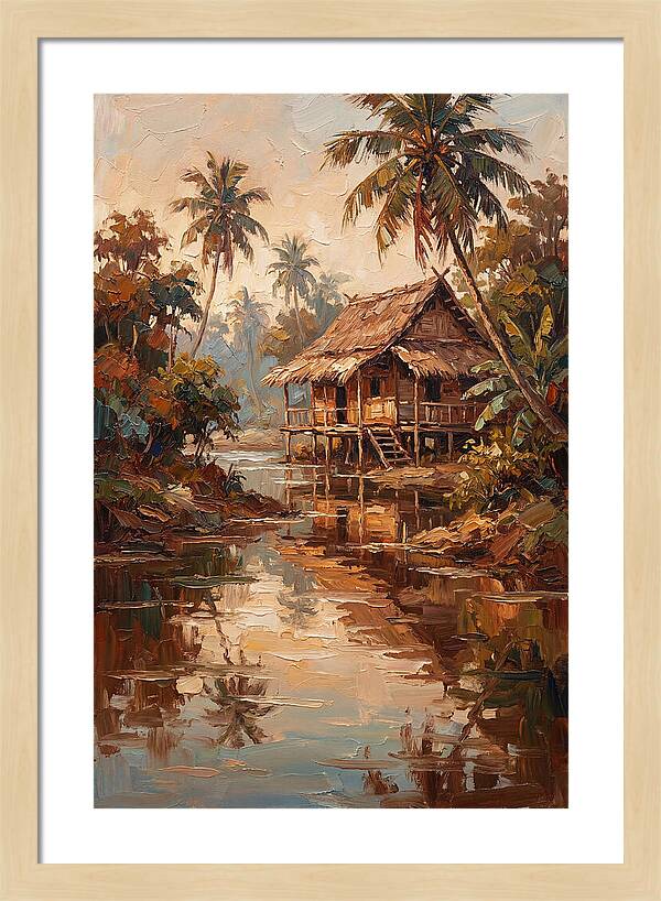 Traditional Stilt House Over Calm Tropic Waters