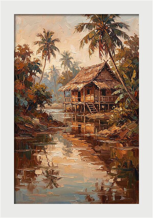 Traditional Stilt House Over Calm Tropic Waters
