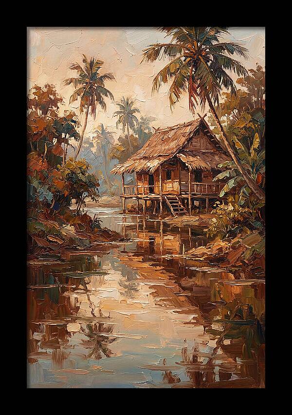 Traditional Stilt House Over Calm Tropic Waters