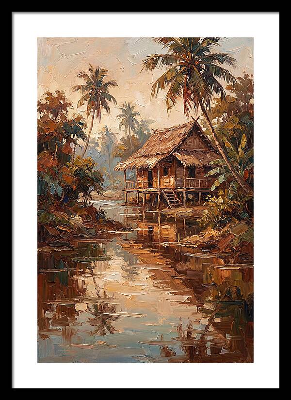 Traditional Stilt House Over Calm Tropic Waters