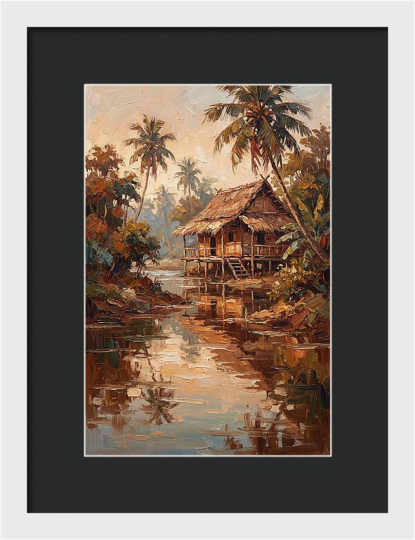 Traditional Stilt House Over Calm Tropic Waters
