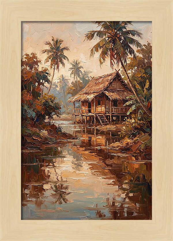 Traditional Stilt House Over Calm Tropic Waters