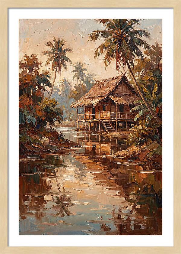 Traditional Stilt House Over Calm Tropic Waters