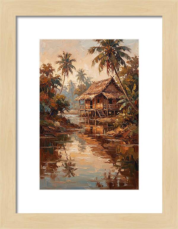 Traditional Stilt House Over Calm Tropic Waters