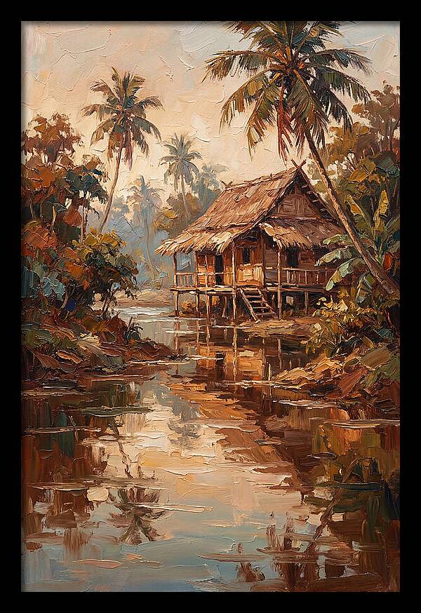 Traditional Stilt House Over Calm Tropic Waters