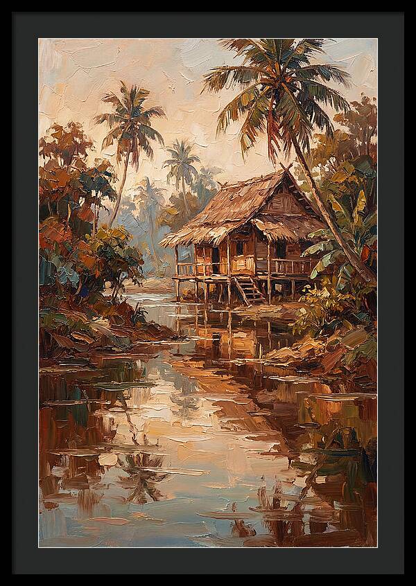 Traditional Stilt House Over Calm Tropic Waters