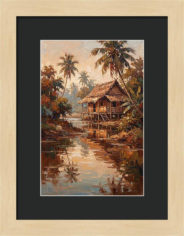 Traditional Stilt House Over Calm Tropic Waters