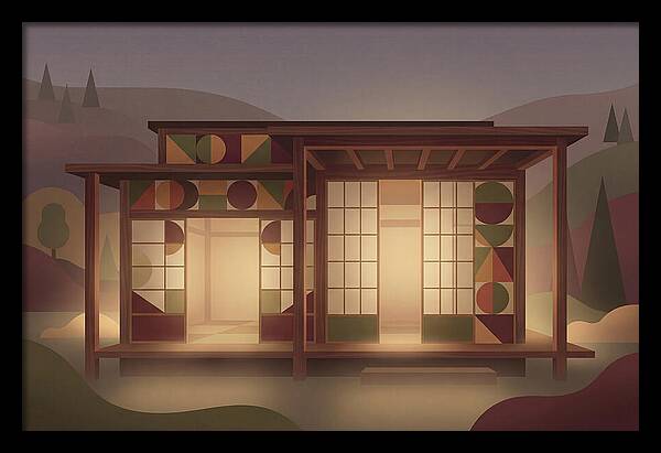 Traditional Wooden House At Dusk