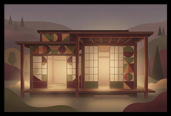 Traditional Wooden House At Dusk
