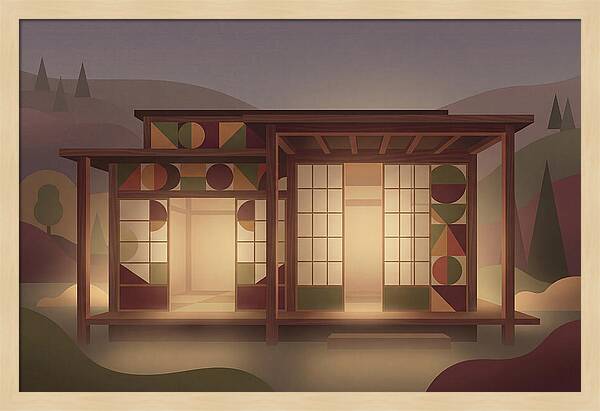 Traditional Wooden House At Dusk